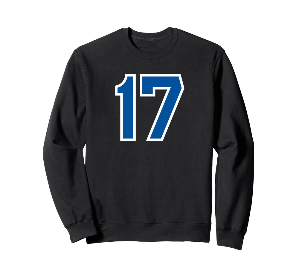 Blue Sports Team Number 17 Sweatshirt - Casual Everyday Wear Men Women