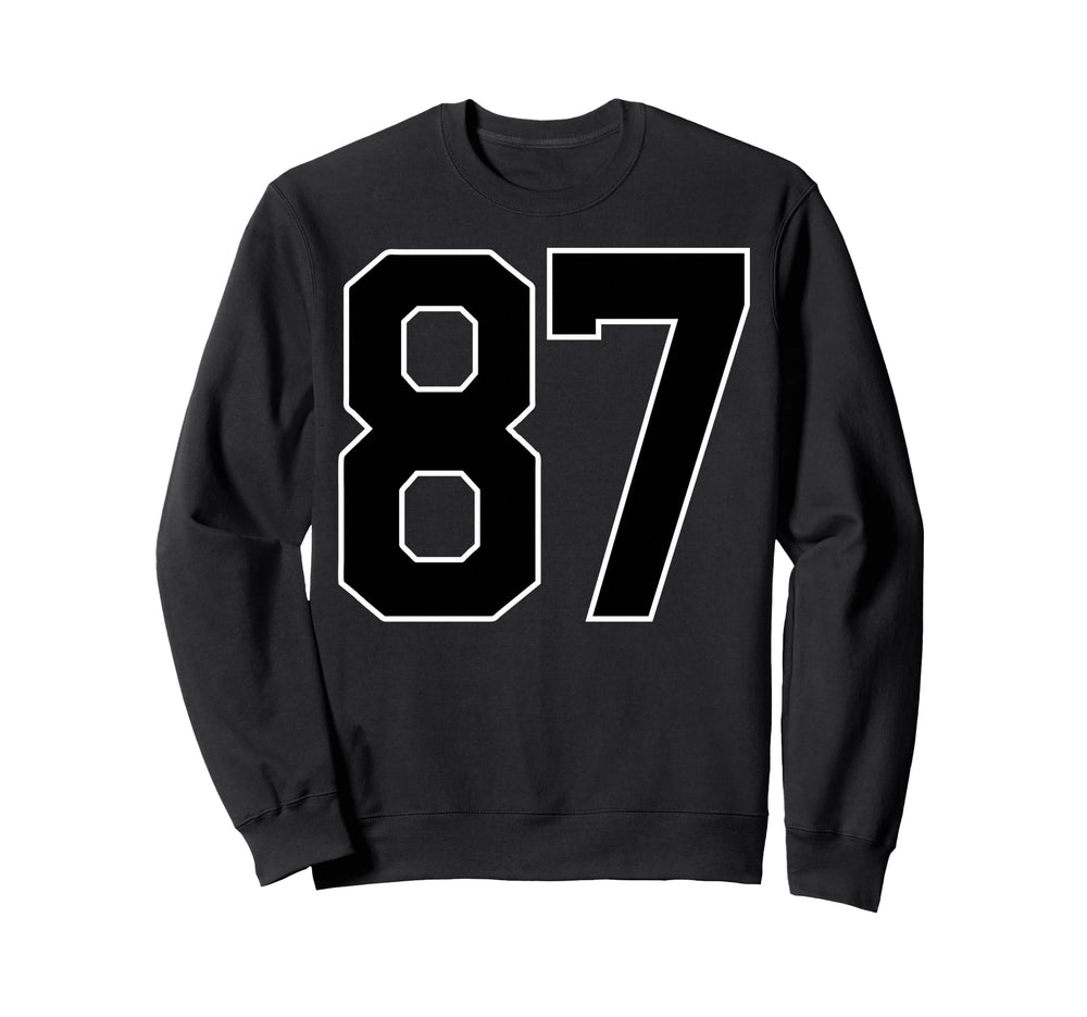 Black Sports Team Number 87 Fan Sweatshirt - Fun Novelty Design Unisex