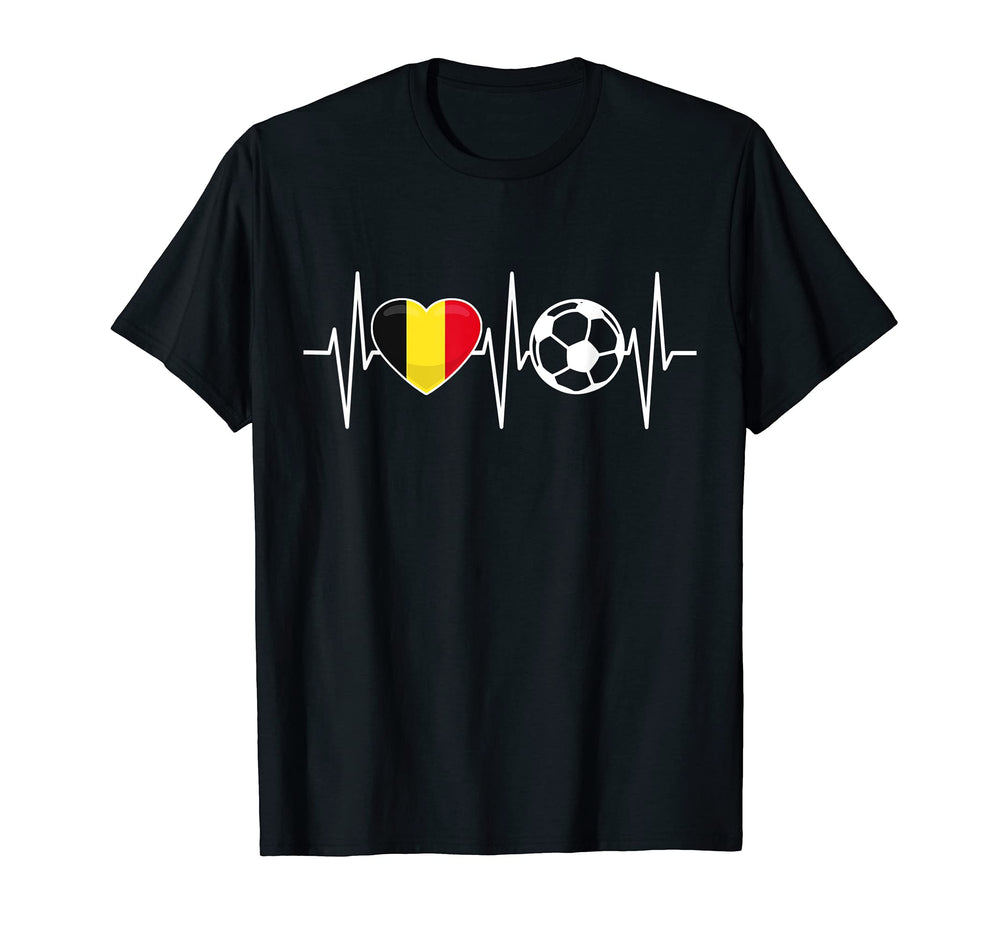 Belgium Soccer Funny Soccer Fan Heartbeat T-Shirt - Trendy Graphic Unisex