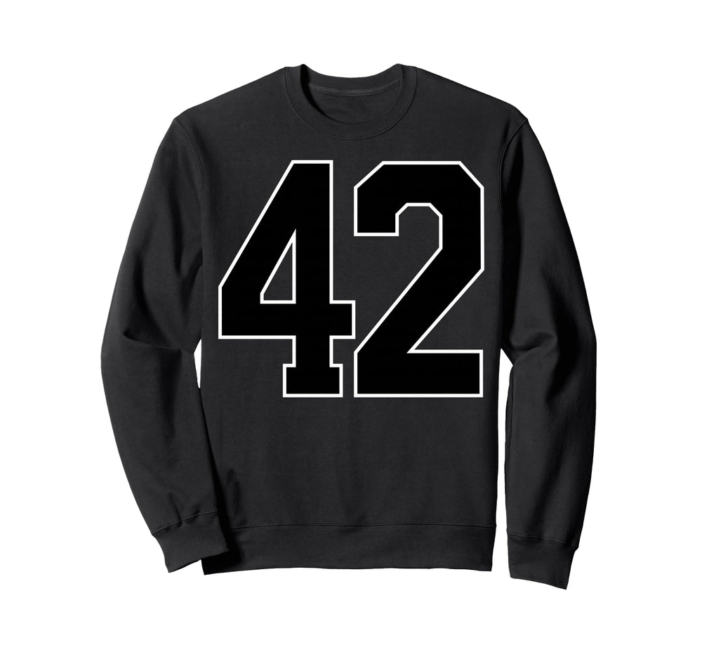 Black Sports Team Number 42 Fan Sweatshirt - Aesthetic Graphic Unisex