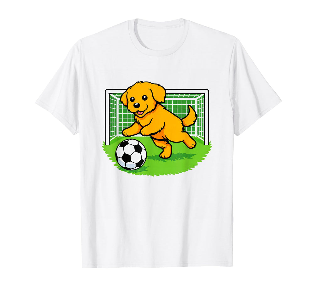 Goalkeeper Puppy Golden Retrievers Soccer T-Shirt - Unique Graphic Unisex
