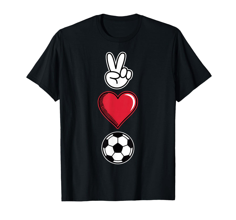 Peace Love Soccer Simple Player T-Shirt - Fun Novelty Design Men Women