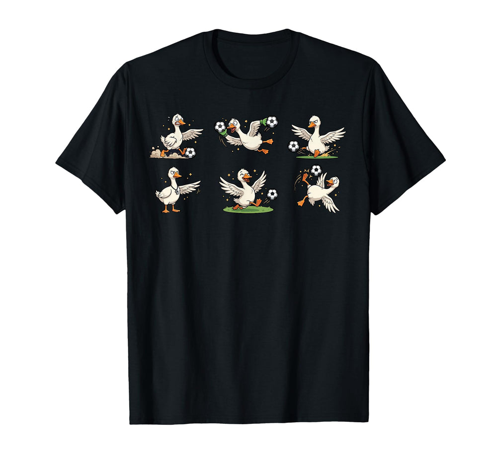 Silly Goose Playing Soccer Player Funny T-Shirt - Trendy Graphic Men Women