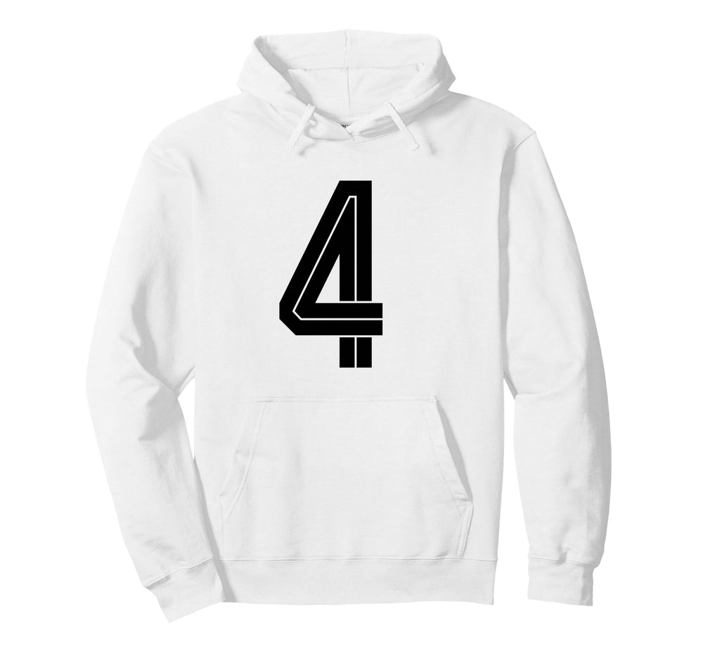 4 White Number 4 Sports Fan Soccer Hoodie - Aesthetic Graphic for Adults