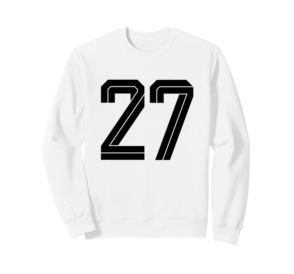 27 White Number 27 Sports Fan Sweatshirt - Fun Novelty Design for Adults