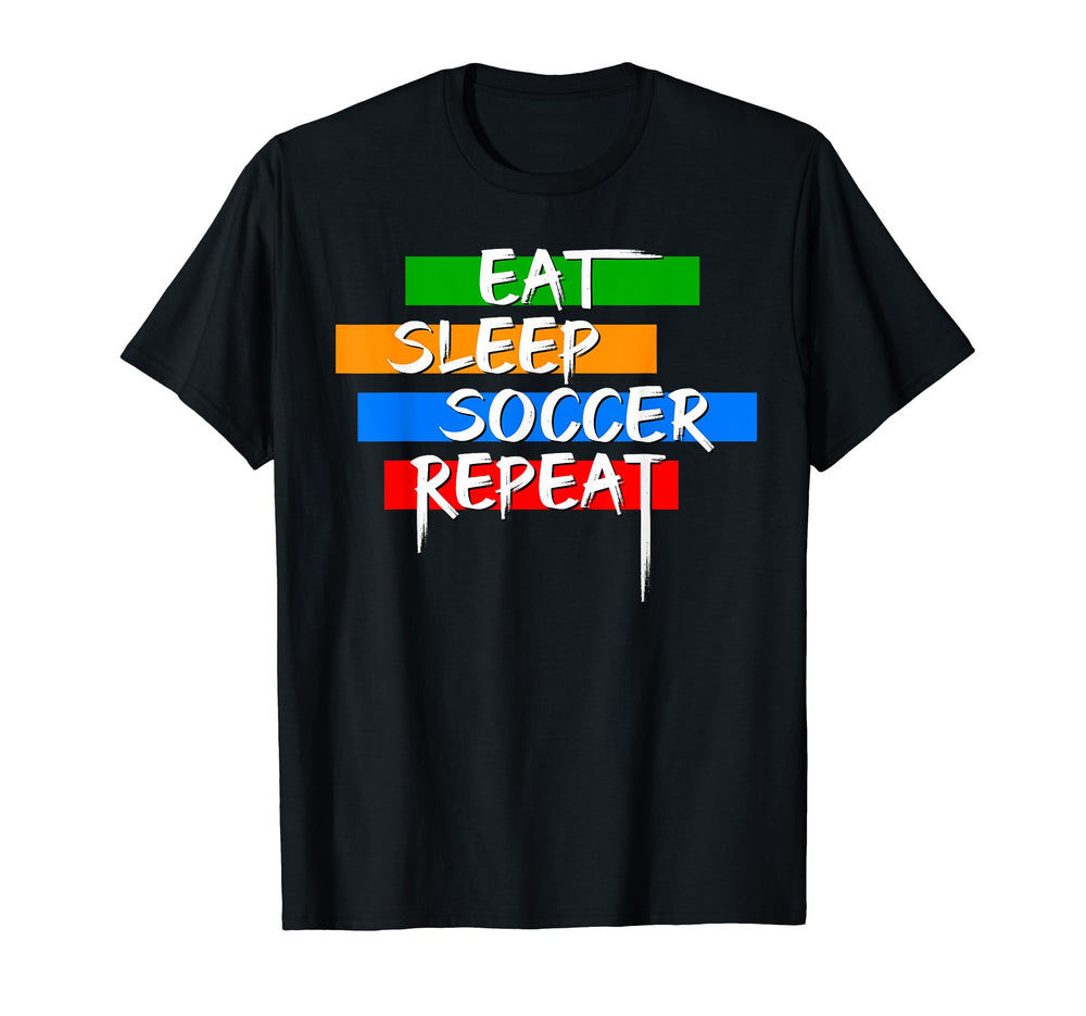 Eat Sleep Soccer Repeat Player Goalie T-Shirt - Trendy Graphic for Adults