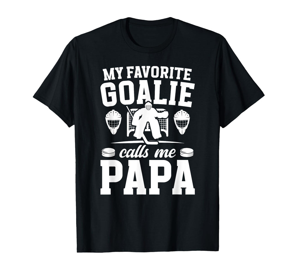 Proud Hockey Goalie Papa Ice Hockey T-Shirt - Minimalist Print for Adults