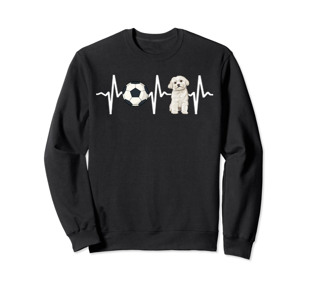 Soccer Maltese Heartbeat Dog Lover Sweatshirt - Trendy Graphic Unisex