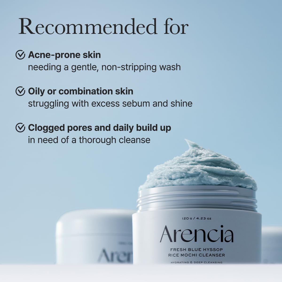 Arencia Fresh Blue Hyssop Rice Mochi Cleanser - Snipetell
