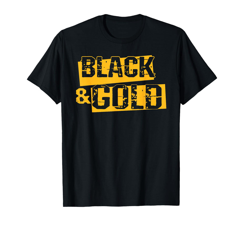 Black Gold Game Day Team Spirit High T-Shirt - Trendy Graphic Men Women