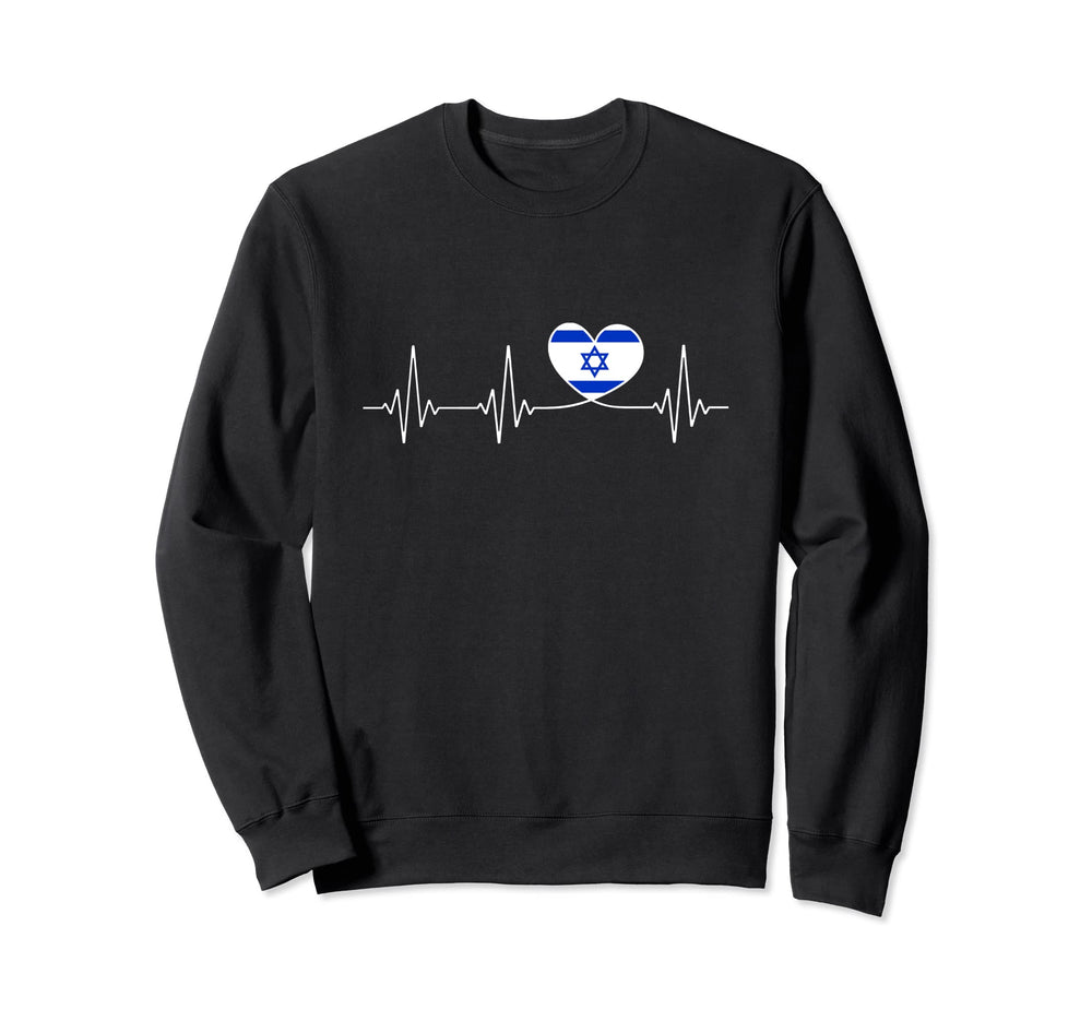 Israel Love Heartbeat And Israeli Sweatshirt - Streetwear Style for Adults