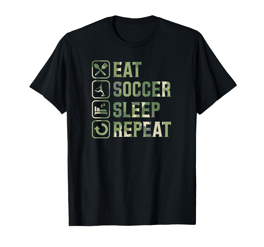 Eat Soccer Sleep Repeat Simple Basic T-Shirt - Streetwear Style Unisex