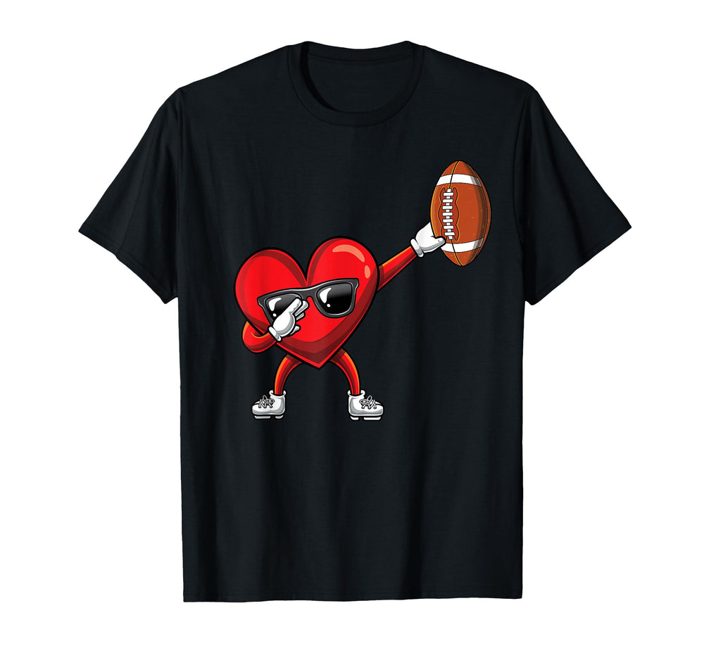 Dabbing Heart Dab Football Valentines T-Shirt - Trendy Graphic for Adults