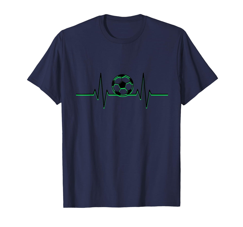 Soccer Ball Heartbeat Ekg Pulse Green T-Shirt - Novelty Apparel for Adults