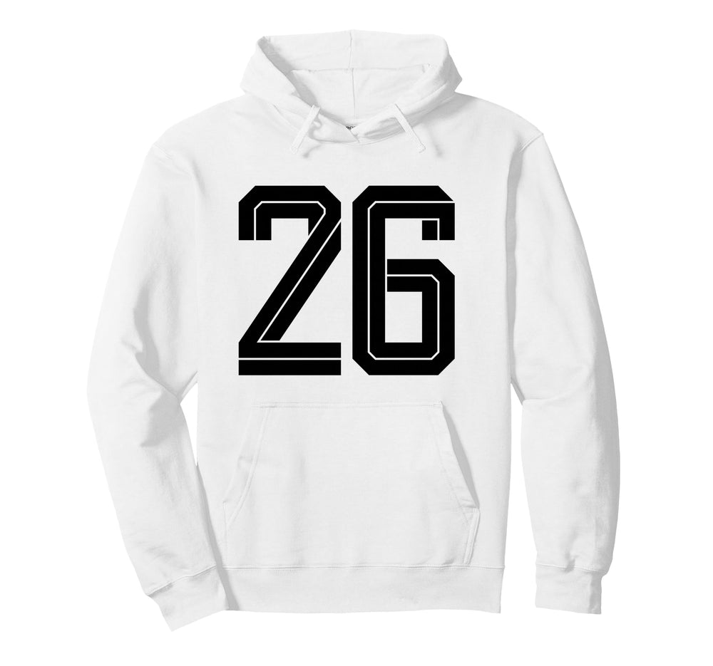 26 White Number 26 Sports Fan Soccer Hoodie - Casual Everyday Wear Unisex