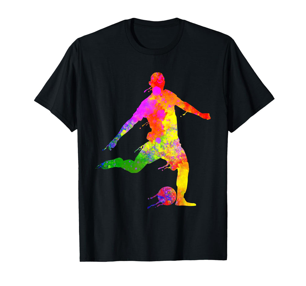 Soccer Player Colorful Paint T-Shirt - Aesthetic Graphic for Adults