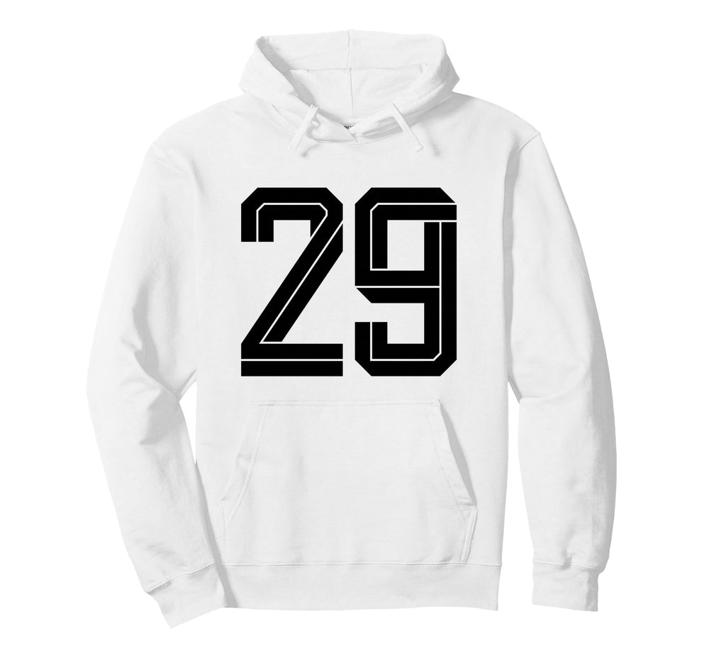 29 White Number 29 Sports Fan Soccer Hoodie - Graphic Print Men Women
