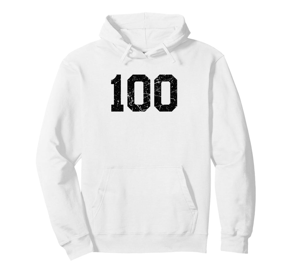 Black Distressed Sport Team Number 100 Hoodie - Streetwear Style Unisex