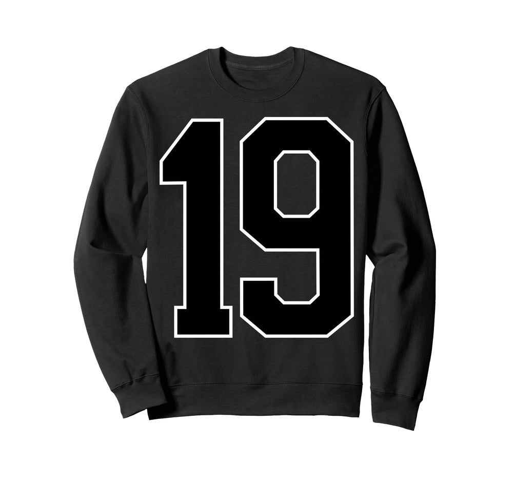 Black Sports Team Number 19 Fan Sweatshirt - Custom Art Print for Adults