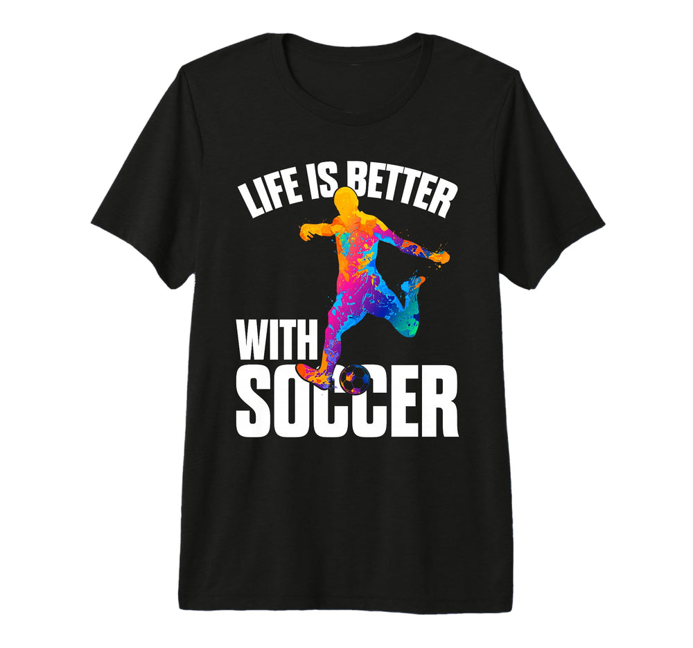 Mens Funny Life Is Better Soccer Tri Blend T-Shirt - Unique Graphic Unisex