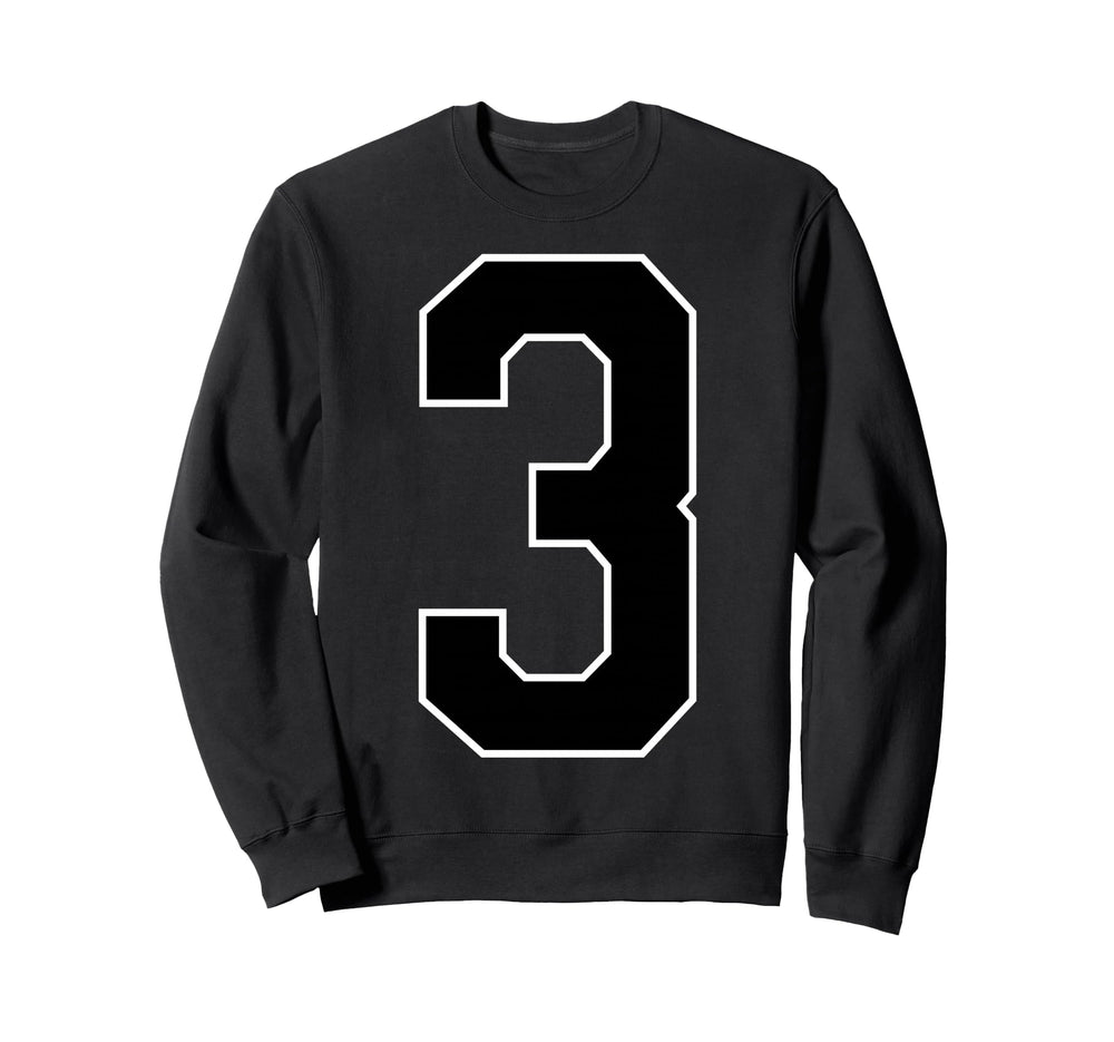 Black Sport Team Number 3 Sweatshirt - Unique Graphic for Adults