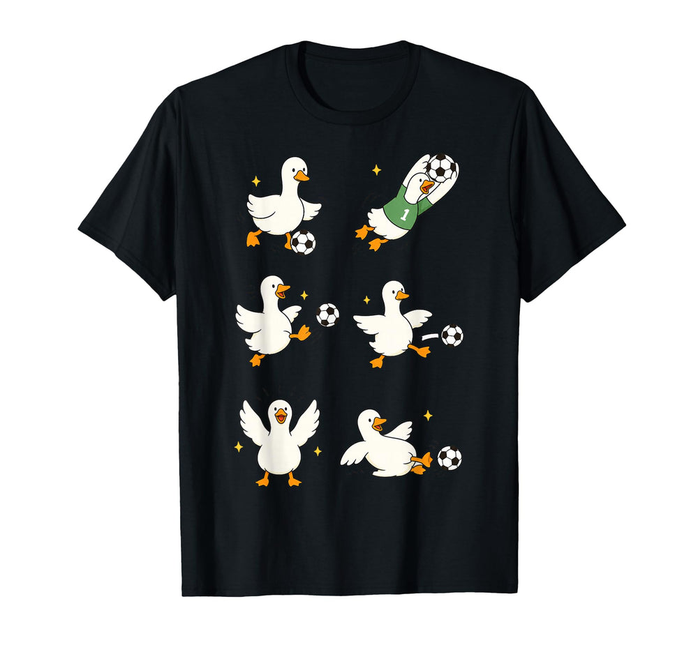 Silly Goose Playing Soccer Player T-Shirt - Trendy Graphic Men Women