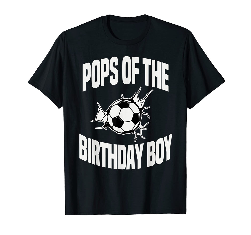 Pops Birthday Soccer Ball Team Bday T-Shirt - Minimalist Print for Adults