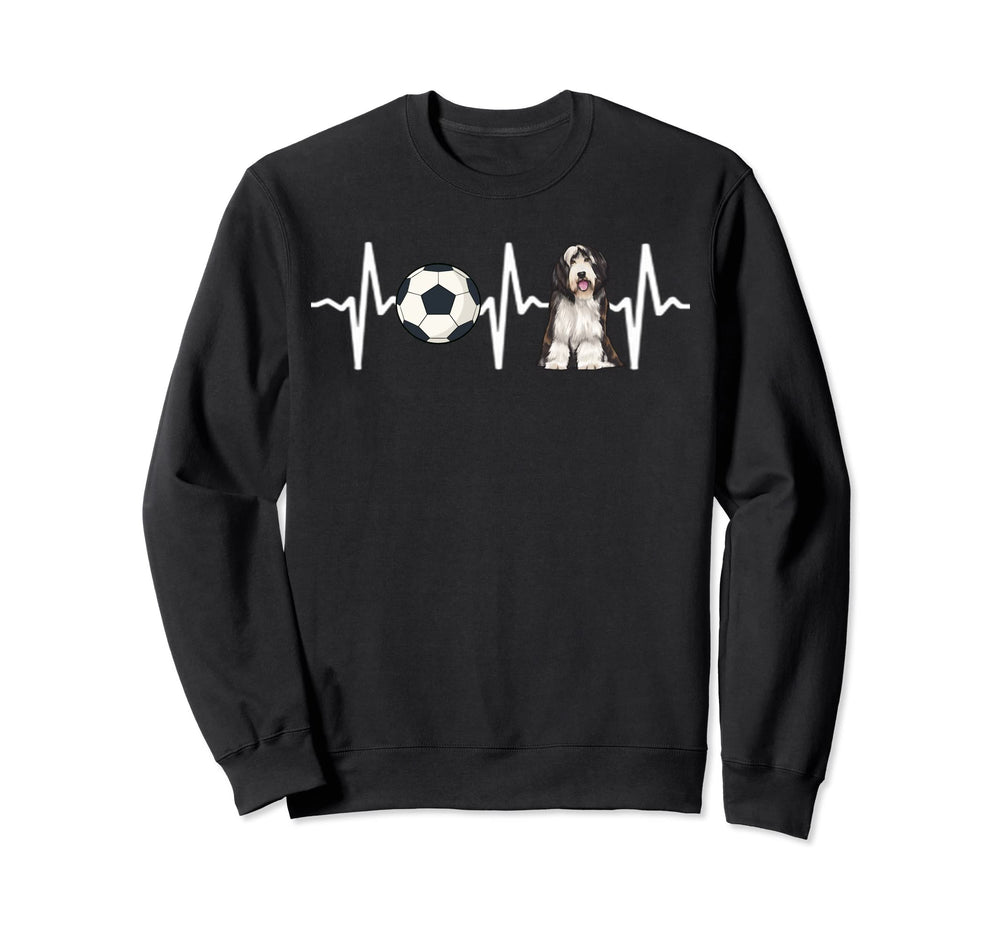 Soccer Bearded Collie Heartbeat Dog Sweatshirt - Trendy Graphic for Adults