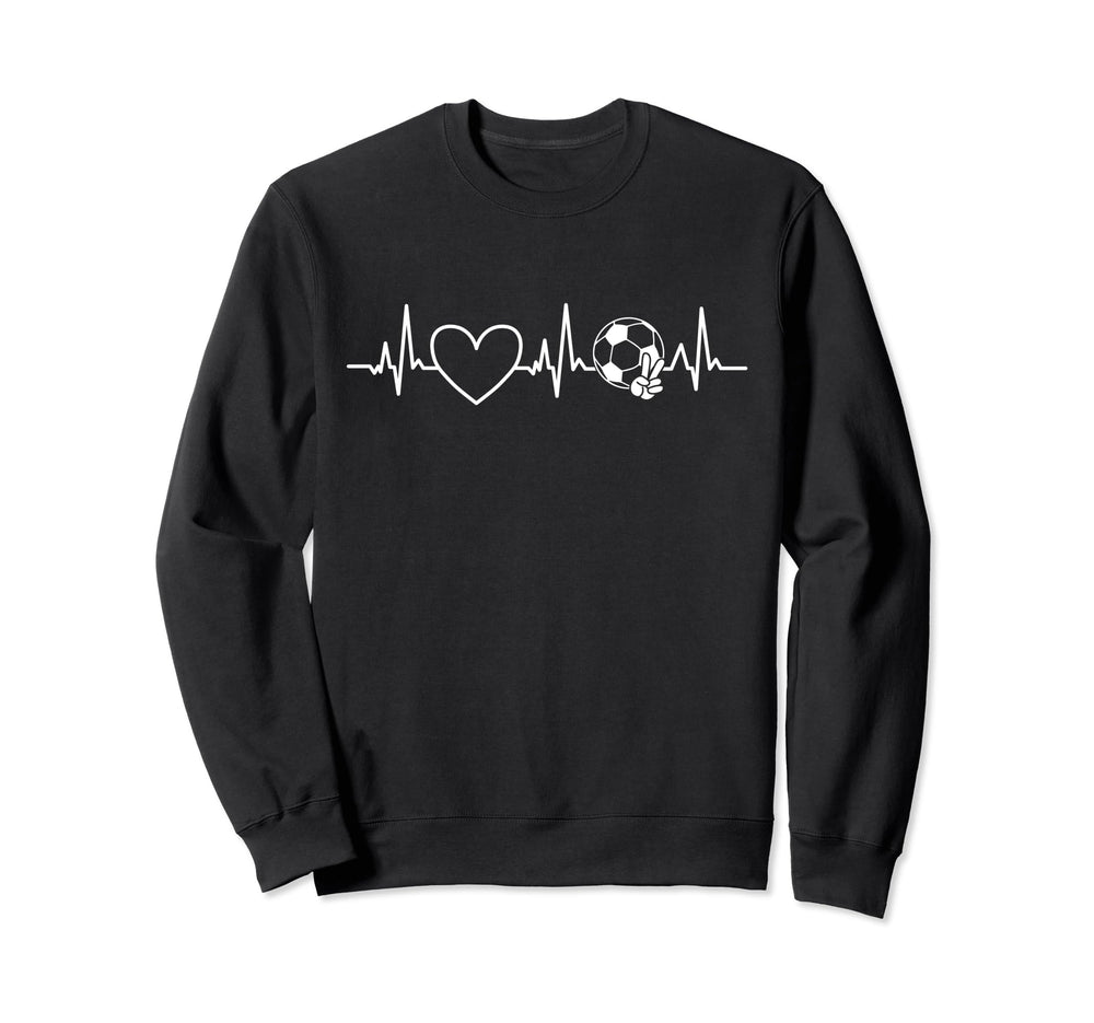 Soccer Heartbeat Football Dad Mom Sweatshirt - Minimalist Print for Adults