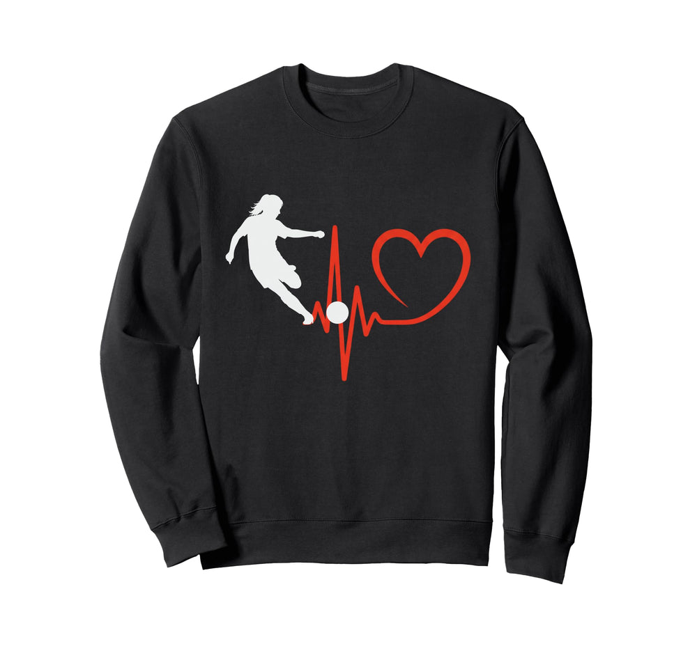 Soccer Heartbeat Female Player Sweatshirt - Unique Graphic Men Women