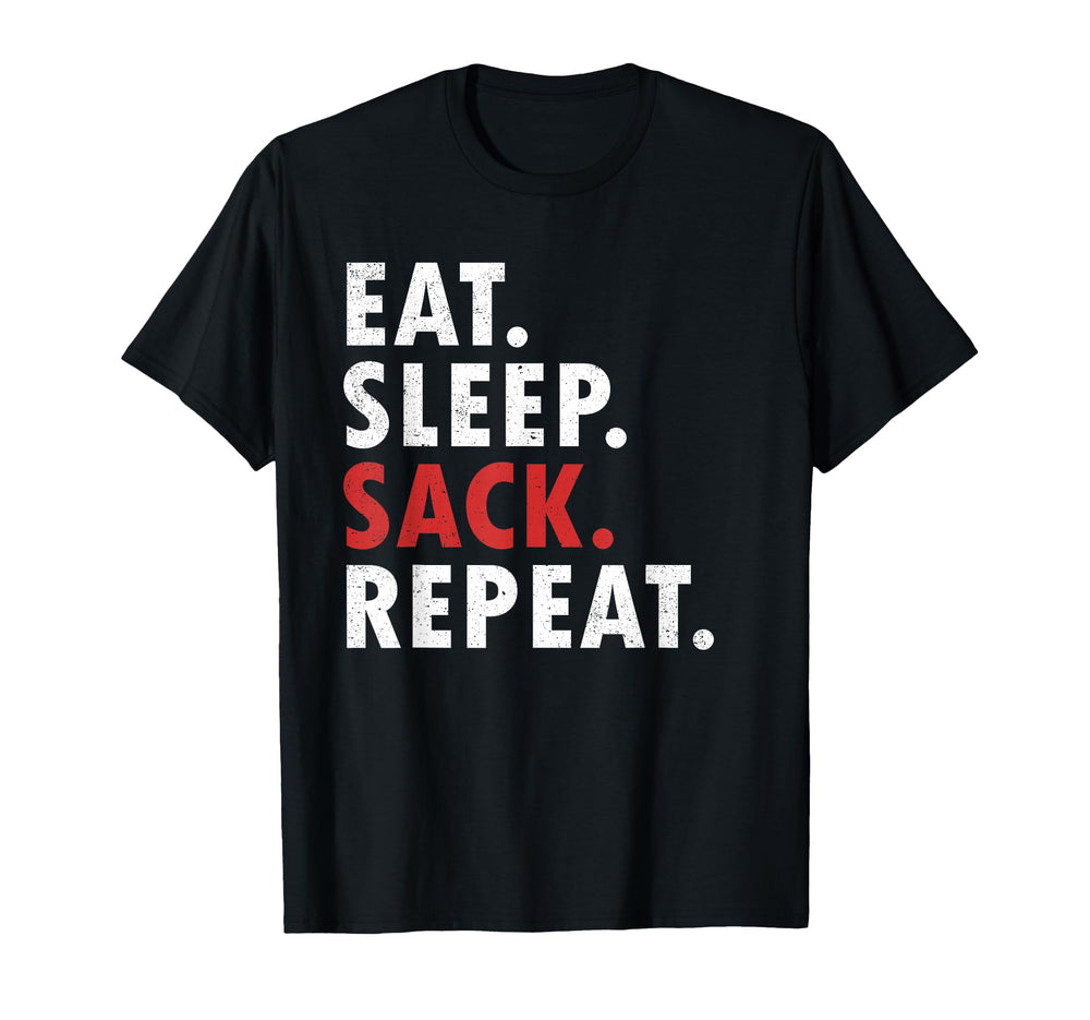 Eat Sleep Sack Repeat Football T-Shirt - Fun Novelty Design for Adults