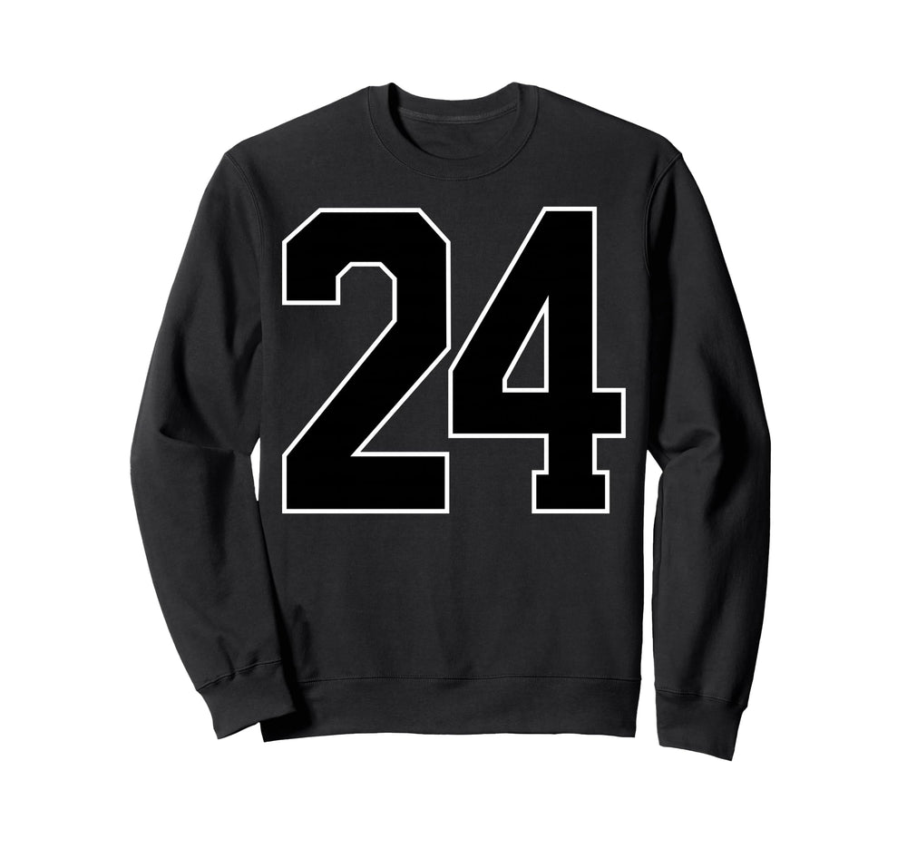 Black Sports Team Number 24 Fan Sweatshirt - Minimalist Print Unisex