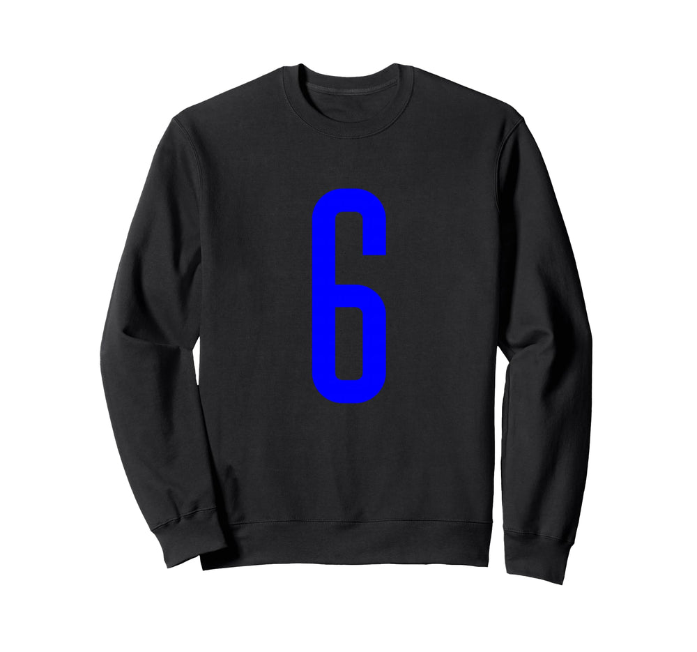 Blue Sport Team Number 6 Sweatshirt - Graphic Print Unisex