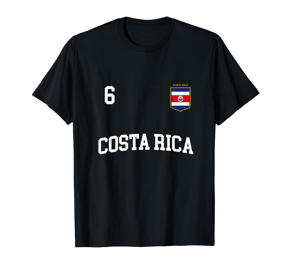 Costa Rica Team Sports Number 6 T-Shirt - Fun Novelty Design Men Women