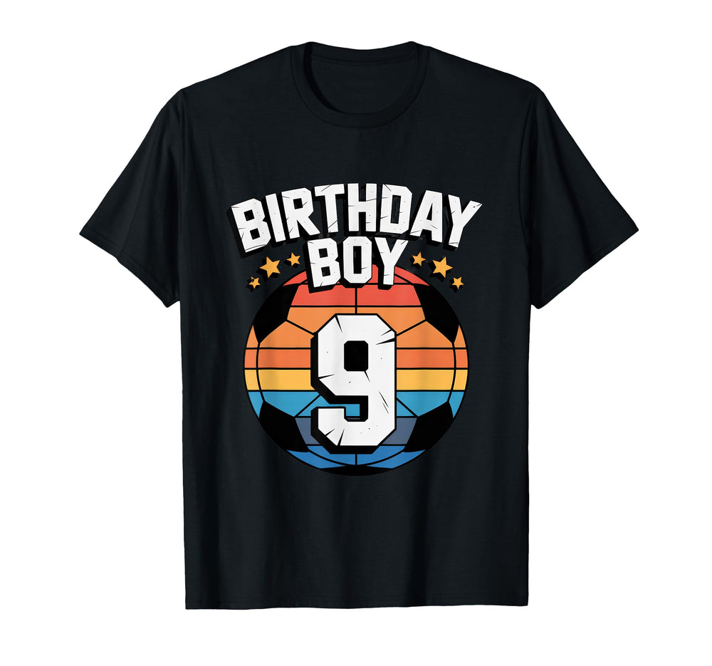 9 Year Old Soccer Player 9Th Birthday T-Shirt - Custom Art Print Men Women