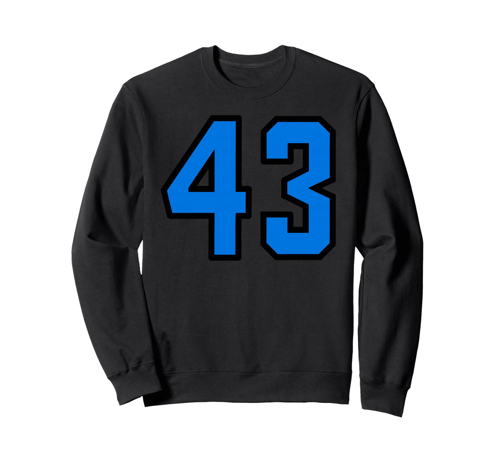Blue Black Sport Team Number 43 Sweatshirt - Minimalist Print Unisex