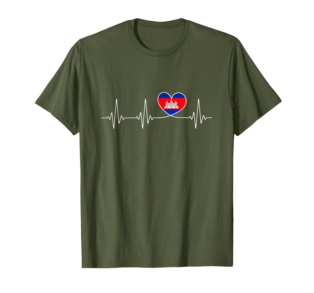 Cambodia Love Heartbeat And Cambodian T-Shirt - Novelty Apparel Men Women