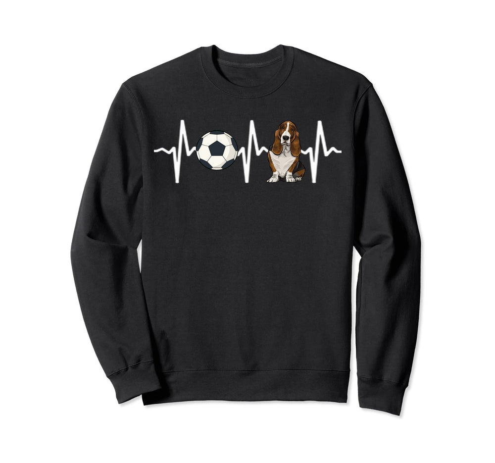 Soccer Basset Hound Heartbeat Dog Sweatshirt - Graphic Print for Adults