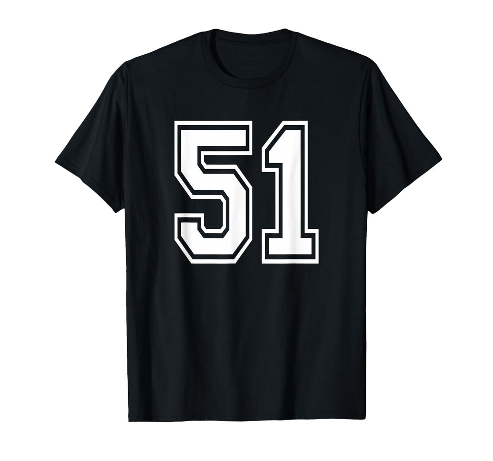 Number 51 Numbered Uniform Sports Jersey T-Shirt - Unique Graphic Unisex