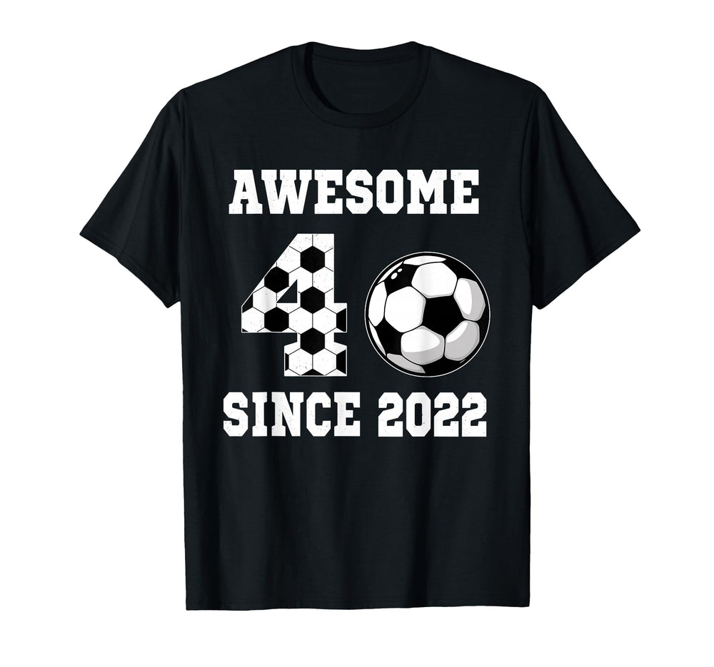 4 Years Old Birthday Soccer Awesome T-Shirt - Unique Graphic Men Women