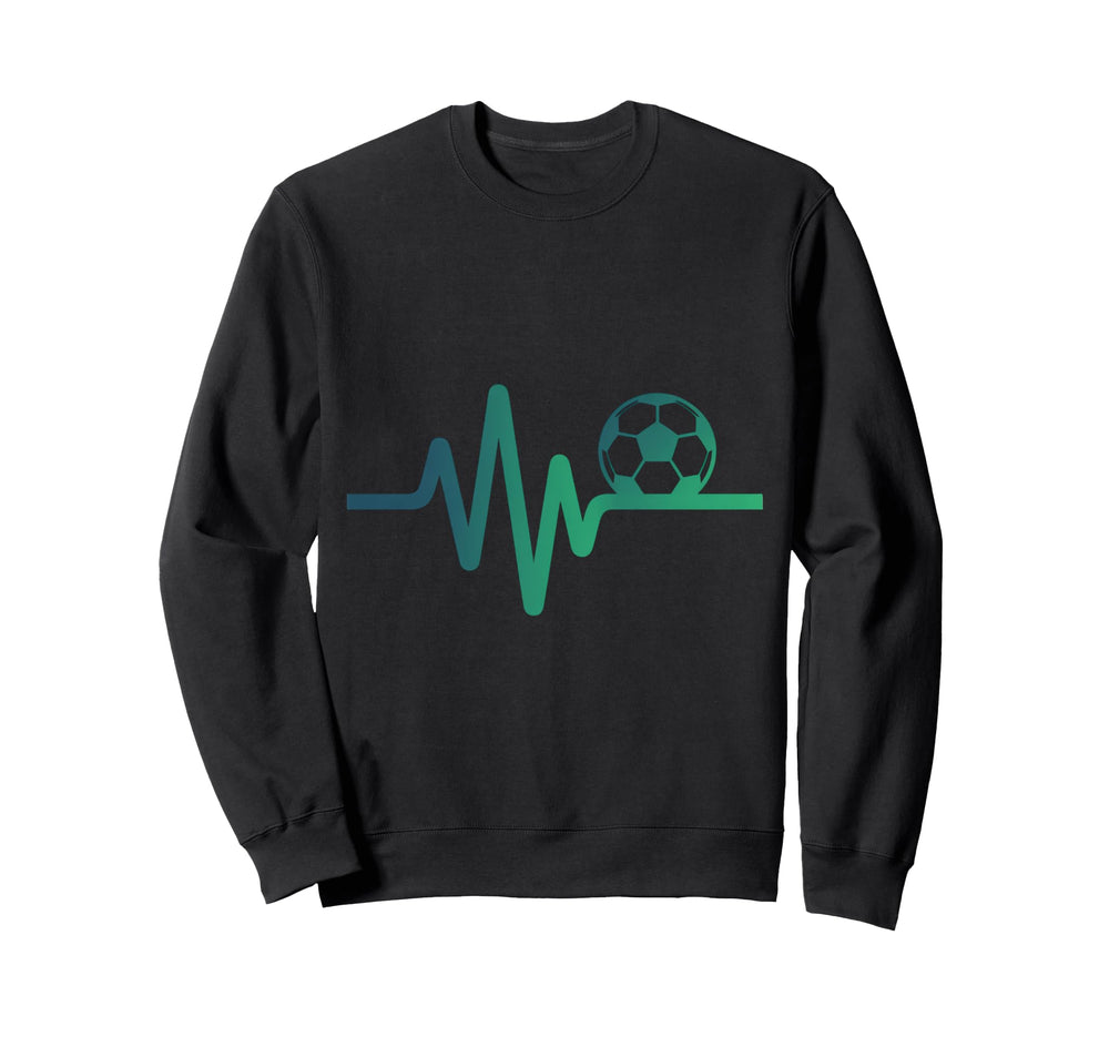 Soccer Heartbeat Line Football Love Sweatshirt - Unique Graphic Men Women