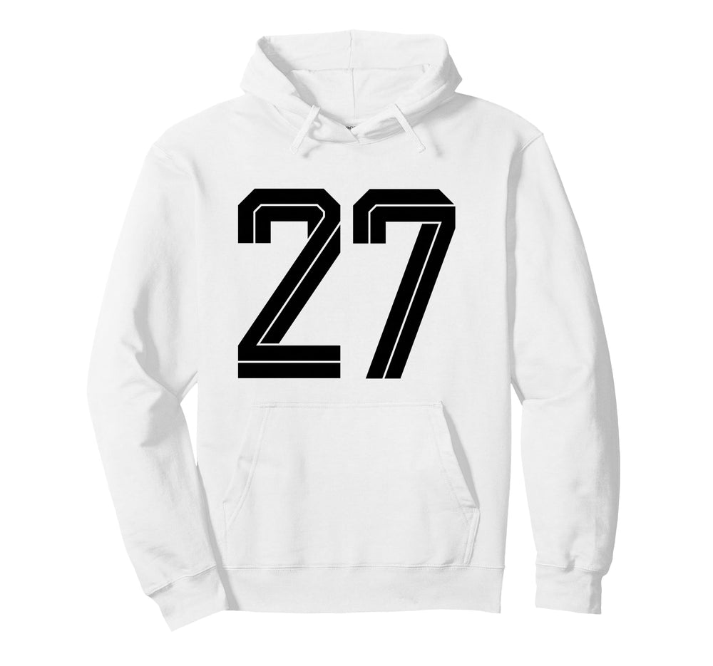 27 White Number 27 Sports Fan Soccer Hoodie - Fun Novelty Design Unisex