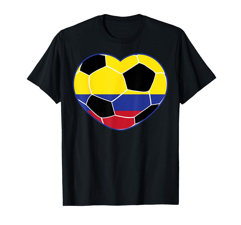 Colombia Soccer Ball Heart Colombian T-Shirt - Casual Everyday Wear Unisex
