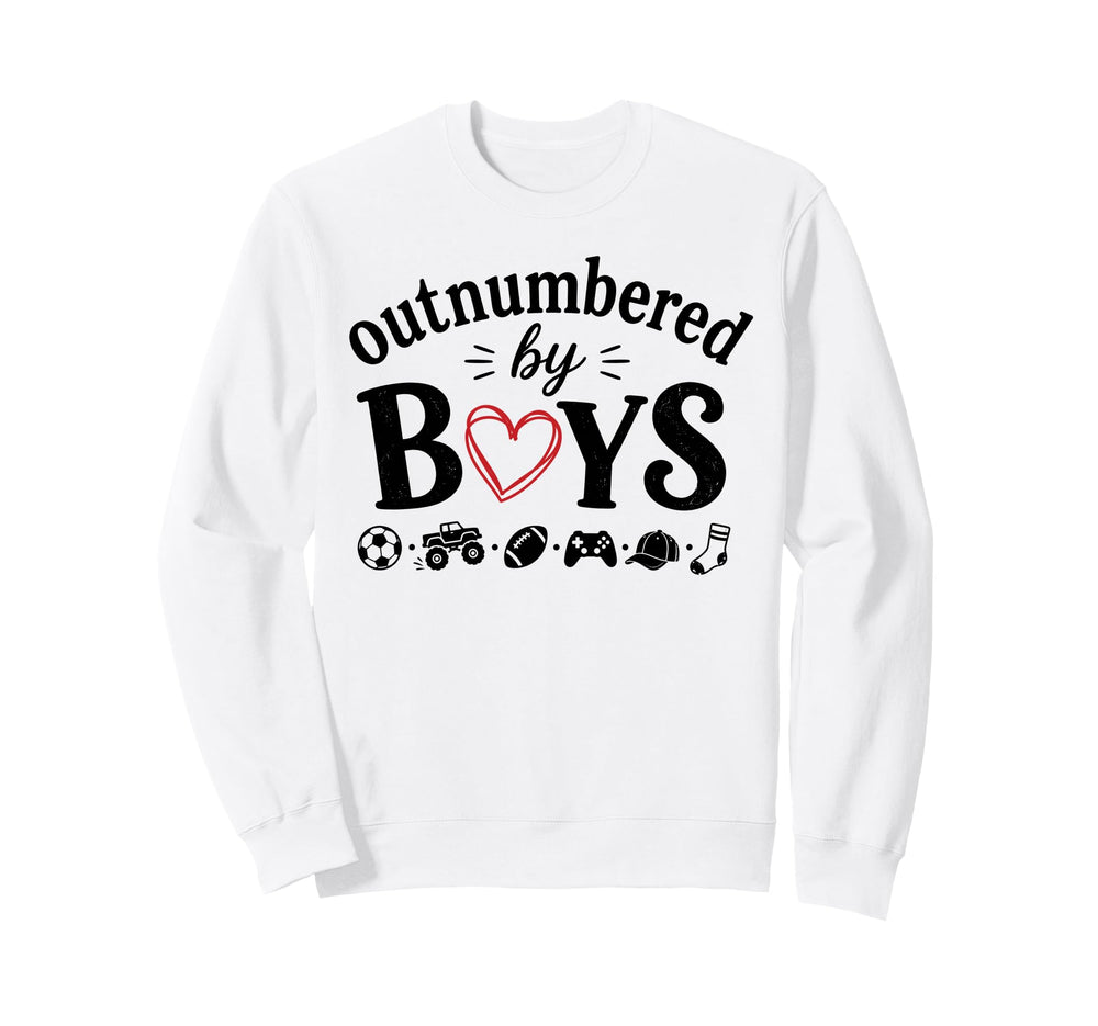 Outnumbered Funny Mom Soccer Family Life Sweatshirt - Graphic Print Unisex
