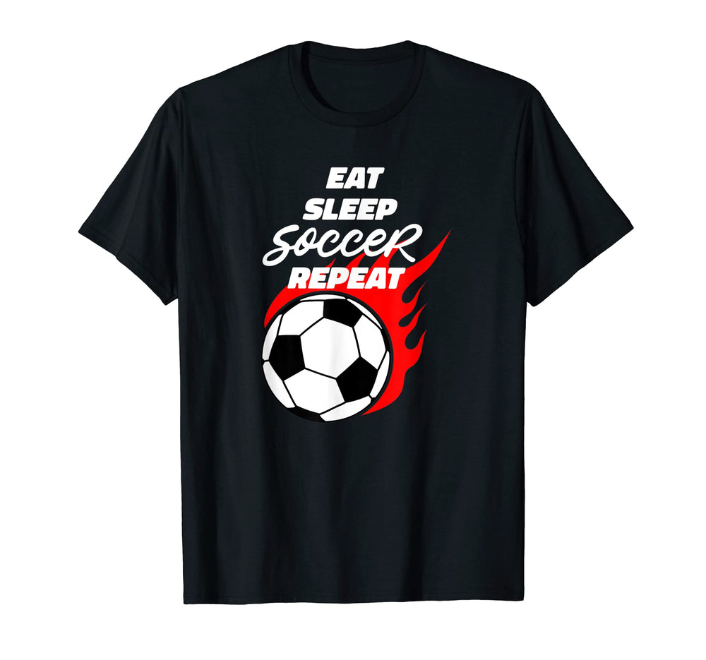 Soccer Player Eat Sleep Soccer T-Shirt - Minimalist Print for Adults