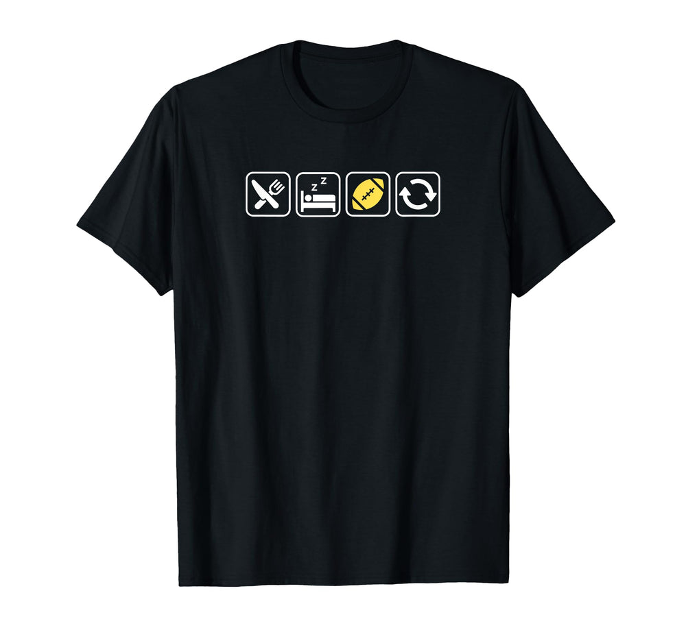 Eat Sleep Football Repeat Fun Football T-Shirt - Graphic Print Men Women