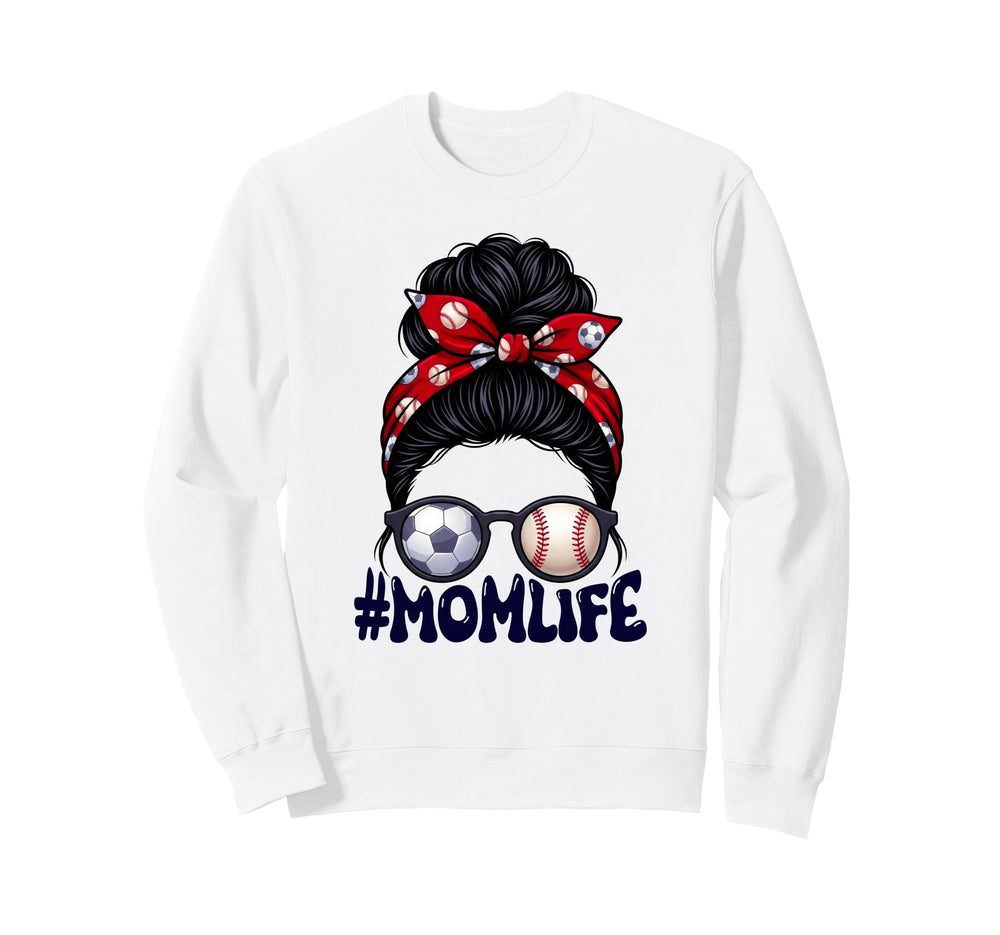 Mom Life Soccer Baseball Game Day Sweatshirt - Graphic Print for Adults