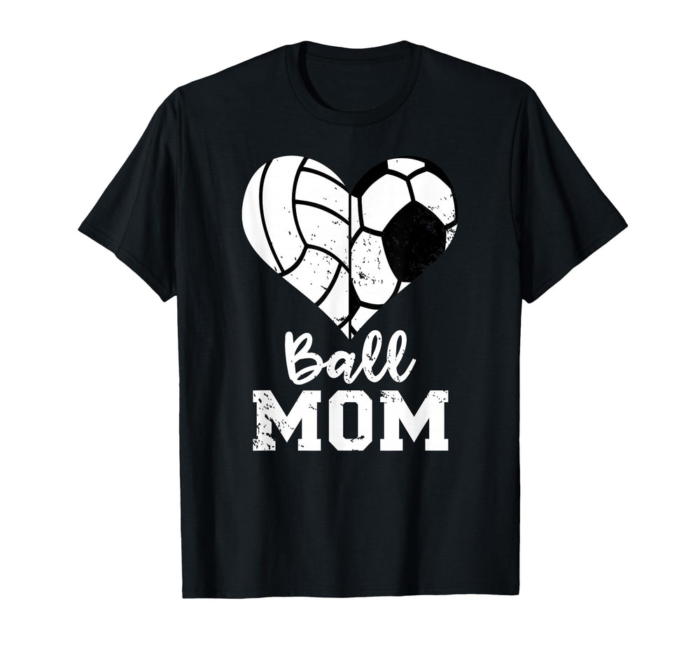 Ball Mom Heart Funny Soccer Volleyball T-Shirt - Minimalist Print Unisex