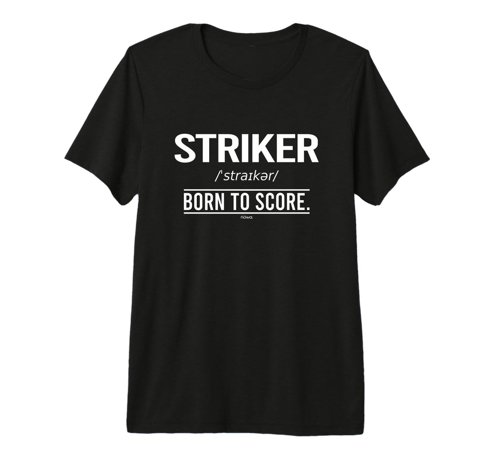 Football Striker Born To Score Tri T-Shirt - Unique Graphic for Adults