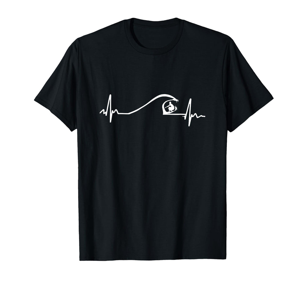 Surfer Surfing Wave Heartbeat Gifts T-Shirt - Custom Art Print Unisex